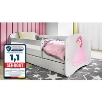 Raumhirsch Furniture Kinderbett 70x140, 80x160, 80x180 cm - Komplettset mit Matratze & Schublade (Bett für Mädchen, Einzelbett Kinder 2–12, mit Rausfallschutz & Lattenrost), verschiedene Farben & Designs