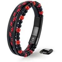 UNIQAL.de Lederarmband Lederarmband Herren "FANCY" Perlenarmband Naturstein Geflochten (Edelstahl, Echtleder, Casual Style, handgefertigt)