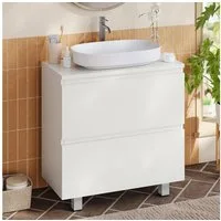 MSMASK Waschbeckenunterschrank Badezimmerschrank Unterschrank Waschbecken mit 2 Große Schubladen 60 x 30 x 56 cm