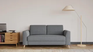 BRUNO Schlafsofa 140cm in Dunkelgrau | Klassik | stabiles Massivholz & Boxspringkomfort
