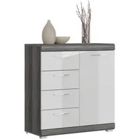 Home affaire Kommode SIENA, Breite 80 cm, 1 Tür, 2 Einlegeböden, 3 Fächer, 4 Schubkästen (hochwertige Rillenfräsung in MDF Front), Schuhkommode, Schuhschrank, Anrichte, Sideboard