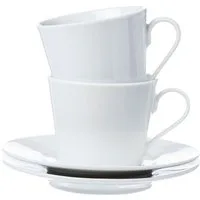 Ritzenhoff & Breker Kaffeeservice Bianco (4-tlg), Porzellan, Kaffeetasse mit Untertasse, spülmaschinen-/ mikrowellengeeignet