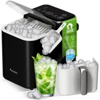 TurboTronic by Z-Line Eiswürfelmaschine 9 Eiswürfel in 6 Min. 2 Eis-Würfel Größen, Selbstreinigung, 12kg / 24h, Eiswürfelbereiter, Ice Cube Maker, 1,5l Tank, tragbaren Griff, < 55 db