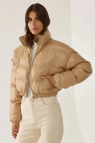 Kunstleder Puffjacke
