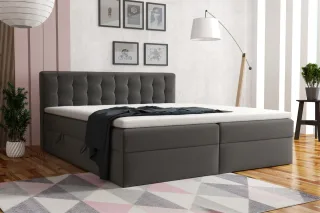 Boxspringbett Schlafzimmerbett DIAGO 180x200cm Stoff Fresh Anthrazit