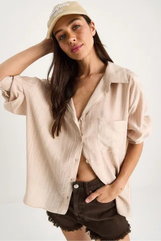 Knopfleiste Taschen Langarmshirt