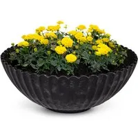 matches21 HOME & HOBBY Blumentopf Dekoschale runde Pflanzschale für draussen schwarz marmoriert 16 cm (1 St), Blumen-Schale als wetterfeste Friedhof-Schale Grab-Schmuck Grabschale