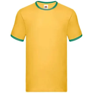 Fruit of the Loom - "Ringer" T-Shirt für Herren (Sonnenblume/Irisches Grün)