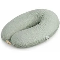 SEI Design Stillkissen XXL 190x35 cm Musselin EPS Mikroperlen Seitenschläferkissen GOTS Taupe, Schwangerschaftskissen mit Bezug, Schwangerschaftskissen mit Bezug