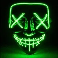 TK Gruppe Verkleidungsmaske LED Horror Maske inspiriert von Purge – mit 3 Leuchtmodi, (Packung), Steubar - drei Lichteffekten