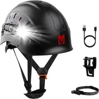 Mustbau Schutzhelm Schutzhelm mit Stirnlampe, 53-63 cm, verstellbar, Industrie EN397