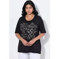 Ulla Popken T-Shirt T-Shirt Pailletten Classic Rundhals Halbarm