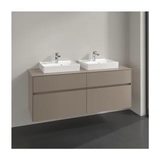 Villeroy und Boch Collaro Waschtischunterschrank C076B0VM 140x54,8x50cm, für 2 Waschtische, LED-Beleuchtung 10,4 W, taupe