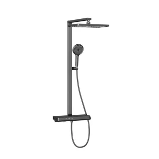 Emke Überkopfbrauseset, Anthrazit, Metall, Rechteckig, 40x105x57 cm, Badezimmer, Baden & Duschen, Duscharmaturen