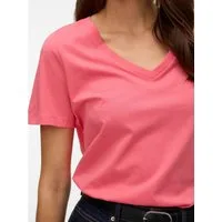 Vero Moda Kurzarmshirt VMPAULINA SS V-NECK T-SHIRT JRS NOOS Baumwolle