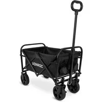 VONROC Bollerwagen,Klappbarer Handwagen (für Garten und Strand, – kompakt, 60 kg Tragkraft, 50 l Fassungsvermögen), pannensichere Räder, Stahlrahmen, zusammenklappbar mit Tasche, schwarz