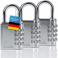 Goods+Gadgets Zahlenbügelschloss Reiseschloss mit Zahlencode – Sicheres Schloss für Taschen und Gepäck (Vorhängeschloss, 3-tlg., Reiseschloss), Kofferschloss