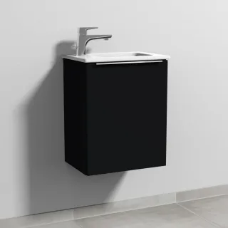Sanipa 3way Waschtischunterbau zu Duravit ME by Starck Waschtisch mit 1 Tür, Schwarz-Matt UF72108