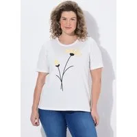Ulla Popken T-Shirt T-Shirt Blüten Rundhals Halbarm Biobaumwolle