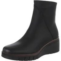 Ital-Design Modische Damen-Stiefeletten mit Komfort für Alltag und Freizeit Keilstiefelette (90649048) Keilabsatz/Wedge Stiefeletten in Schwarz
