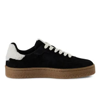 Tamaris Damen Schwarz Weiß Fell Wildleder Mode Schnürschuhe