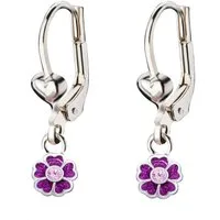 schmuck23 Paar Ohrhänger Kinder Ohrringe Blume Herz 925 Silber, Sterling Silber