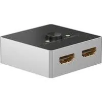 Manuelle HDMI-Umschaltbox 2 auf 1 (4K @ 60Hz), HDMI Switch schwarz/silber