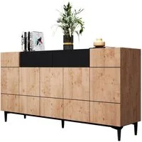 Newroom Sideboard Wildeiche 180 cm, Wildeiche Sideboard Vintage Industrial Highboard Anrichte Wohnzimmer