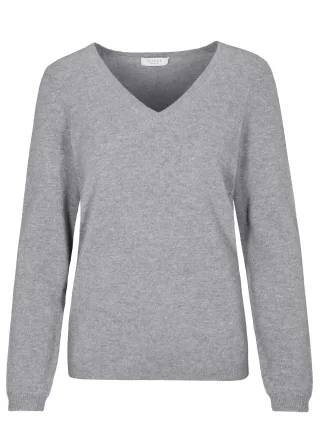 CLARINA - NOS V-Pullover, 1/1 Arm, uni 800 grau mel. - Gr. - 40