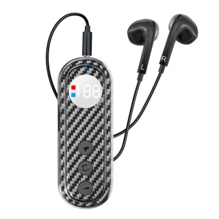 AKZ Q26 2-In-1 Wireless Lavalier Earphone Car bluetooth 5.4 Receiver Adapter Stereo Sound LED Digital Display Clips-on E