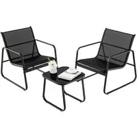 COSTWAY Balkonset Gartenmöbel-Set, (3-tlg), 2 Stühle, 1 Beistelltisch, Metall, 2 Personen