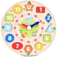 Webby Toys Uhr Holz Lernuhr – 12-teiliges Puzzle-Spielzeug für Kinder (Mit drehbaren Zeigern & stabiler Bauweise, ideal für Kinder)