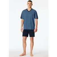 Schiesser Shorty Comfort Nightwear (2 tlg) mit klassischem Karo-Muster, V-Ausschnitt und aufgesetzter Brusttasche