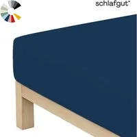 Schlafgut Spannbettlaken Basic Cotton Bettlaken, 160 g/m², 100% Baumwolle, Spannbetttuch, Jersey, Gummizug: rundum, (1 Stück), Spannbettlaken bis 20 cm Matratzenhöhe, bügelfrei und pflegeleicht
