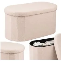 relaxdays Sitztruhe Sitzbank aus Teddystoff, Beige