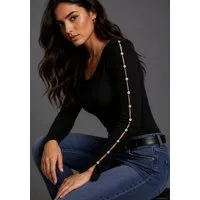 Bruno Banani Longsleeve mit Rundhals, hüftlange Schnittform, figurbetonte Passform, unifarben
