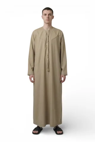Herren Eid Beige Marokkanische Jubba Robe Djellaba Ramadan Eid Thobe – HM11