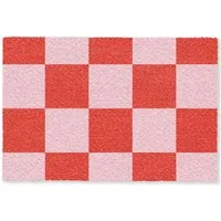 MuchoWow Fußmatte Schachbrettmuster - Rot - Rosa - Würfel, Rechteckig, innen Schmutzfangmatte, Tür, Schmutzfänger Flur, Teppich 60x40 cm