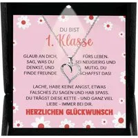22Feels Schmuckset Mädchen Einschulung Geschenk Schmuck 1. Klasse Schulanfang Halskette, Silber 925/000, Geschenkset Made In Germany, Premium Licht Etui