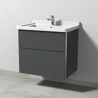 Sanipa 3way Waschtischunterbau zu Duravit Starck 3 Waschtisch mit 2 Auszügen, Anthrazit-Matt BR71022