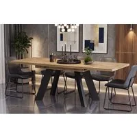 Endo-Moebel Esstisch Como Esstisch 130–210cm ausziehbar für 8 Personen, Tischbeine schwarz, Ausziehbar 130-210 cm (2x40 cm), Platte 36mm, 4 Beine, schwarz matt