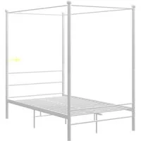 vidaXL Himmelbett, Baldachin Bett Weiß Metall 140x200 cm