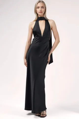 V-Ausschnitt Bodycon Maxikleid
