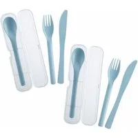 WESTMARK Besteck-Set 2 Sets je 3-teilig – praktisches Besteck-Set mit Messer, Gabel und, Kunststoff (PP)