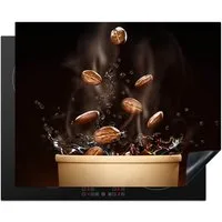 MuchoWow Herd-Abdeckplatte Kaffee - Schwarz - Kaffeebohnen, Vinyl, (1 tlg), Herdabdeckplatten für Ceranfeld, Induktionsschutz, 65x55 cm