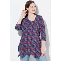 Ulla Popken Longshirt T-Shirt Zipfelsaum V-Ausschnitt 3/4-Arm