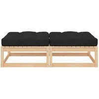vidaXL Hocker, Gartenhocker mit Kissen 2 Stk. Massivholz Kiefer