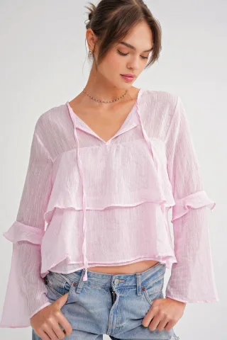 Rüschenshirt mit Schleifendetail