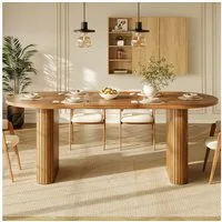 i@home Esstisch Ausziehbarer Esstisch 120-160cm, ovaler Holztisch mit vertikaler Struktur, belastbar bis 60kg, 3 Farben