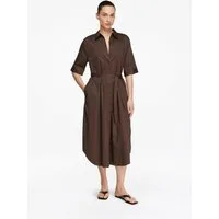 comma Midikleid Kleid Hemdkleid aus Baumwoll-Satin in Midilänge